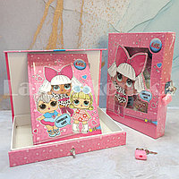 Блокнот в коробке с замком кукла LOL A5 розовый