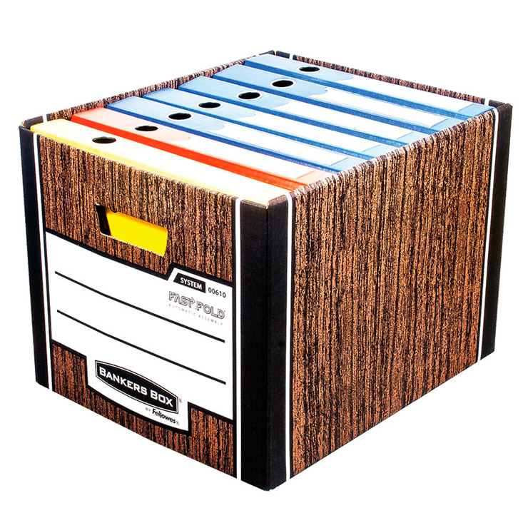 Короб архивный картонный "Fellowes Bankers Box Woodgrain", 340x295x405мм, тёмно-коричневый - фото 4 - id-p106993874