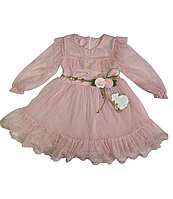 Красивое нарядное платье с сетчатыми рукавами на девочек с 5-ти до 8 ми лет