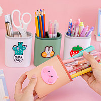 Подставка для карандашей, пластиковый, овалный 2 секции Kawaii Mix