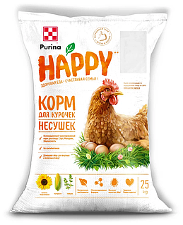 Корм Purina HAPPY для курочек-несушек ПРЕДКЛАДКА, 25 кг