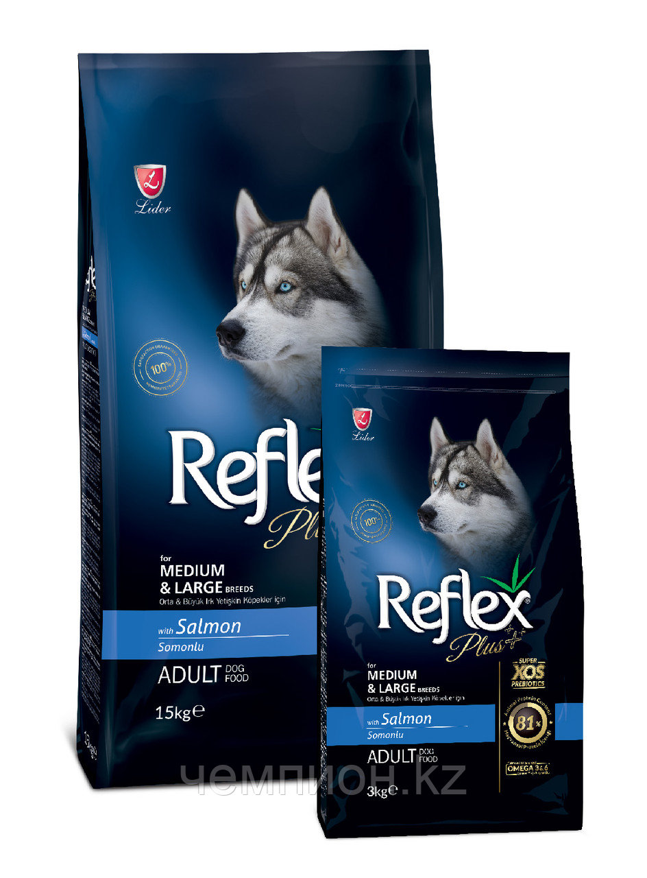 RFX-206 Reflex Plus Adult Medium & Large Salmon, для взрослых собак средних и крупных пород с лососем, уп.15кг
