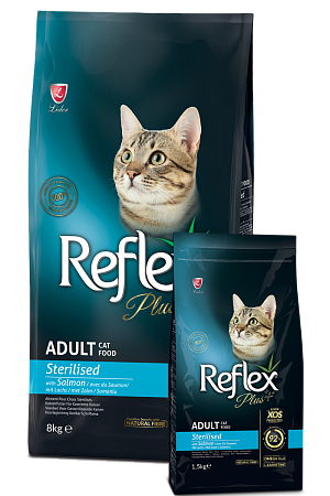 RFX-328 Reflex PlusAdult Cat Sterilised Salmon, для взрослых стерилизованных кошек с лососем,уп.8кг.