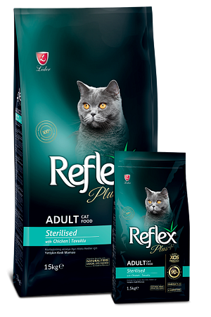 RFX-306 Reflex Plus Adult Cat Sterilised Chicken, для взрослых стерилизованных кошек с курицей, уп.1,5кг.