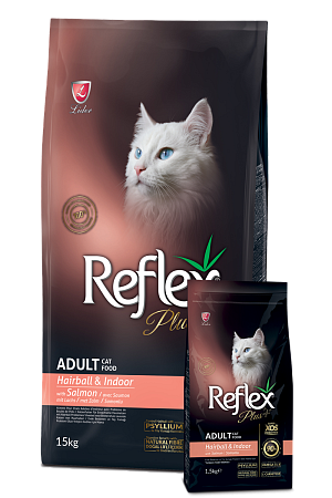 RFX-407 ReflexPlus AdultCat Anti-Hairball Salmon, корм для выведения шерсти у взрослых кошек с лососем,уп.15кг
