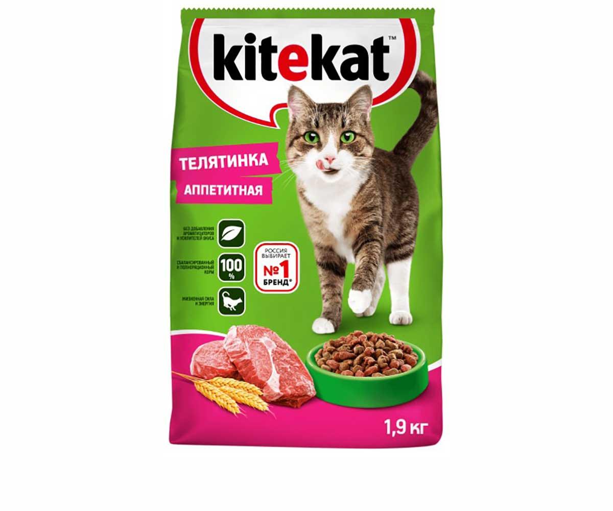 Kitekat (Китекет) Сухой корм для кошек Телятинка аппетитная 1,9 кг