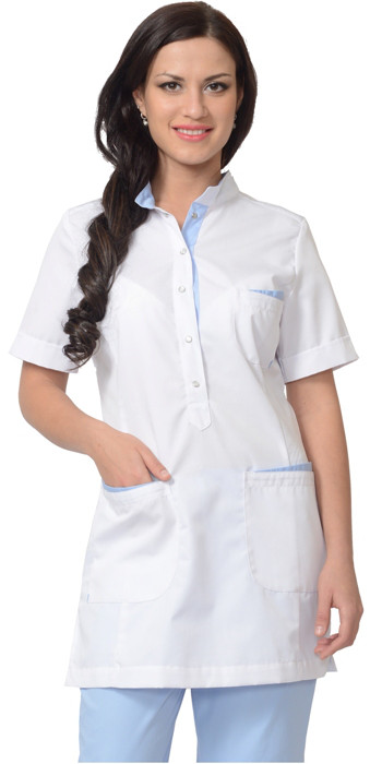 Костюм "ЭВИТА" женский: блуза, брюки белый с голубым - фото 2 - id-p107005812
