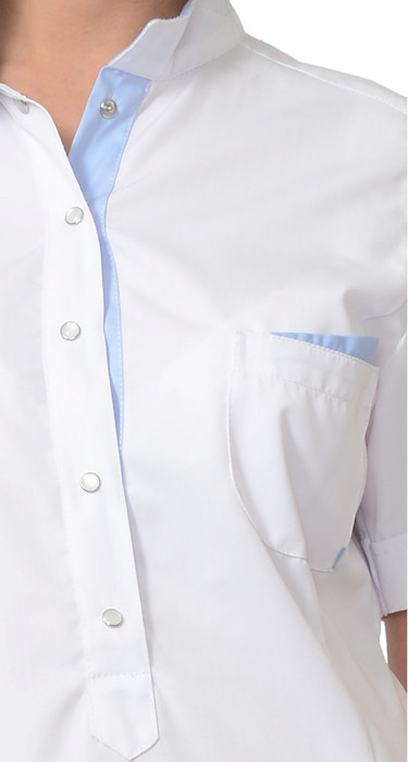 Костюм "ЭВИТА" женский: блуза, брюки белый с голубым - фото 3 - id-p107005812