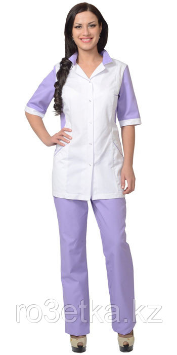 Костюм "ИОНА" женский: куртка, брюки, белый с сиреневым