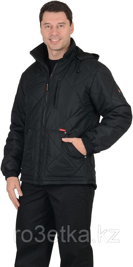 Куртка рабочая ИТР "ПРАГА-Люкс" мужская, с капюшоном, черный, фото 1