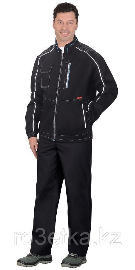 Куртка "АЛЕКС" летняя мужская черная с голубой отделкой
