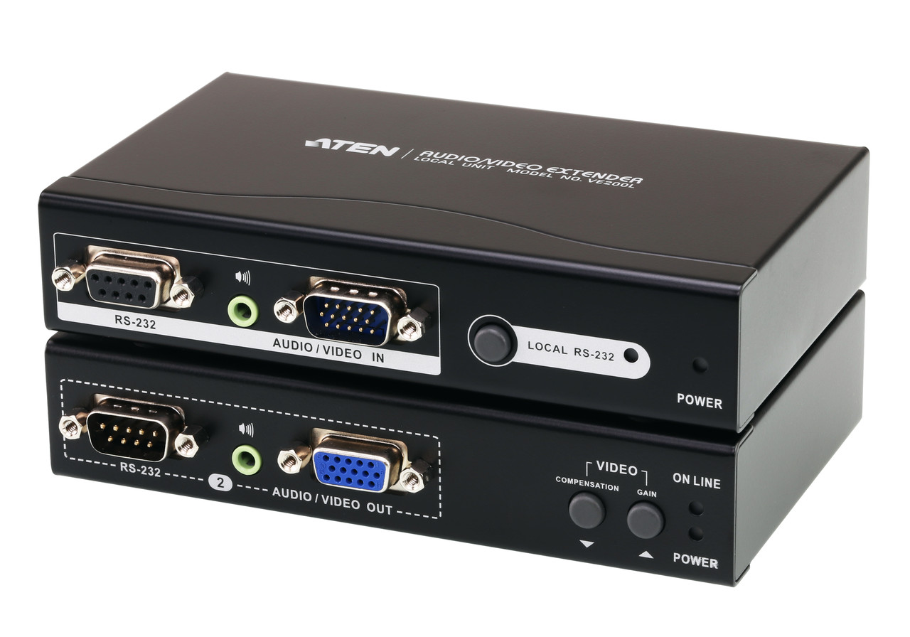 Удлинитель VGA, Аудио и RS-232 по кабелю Cat 5, Dual Output (1280х1024@200м) VE200 ATEN