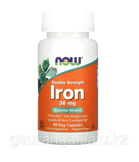 Железо 36 мг (Двойная Сила)  Нау Фудс / Iron 36 mg Now Foods 90 капсул