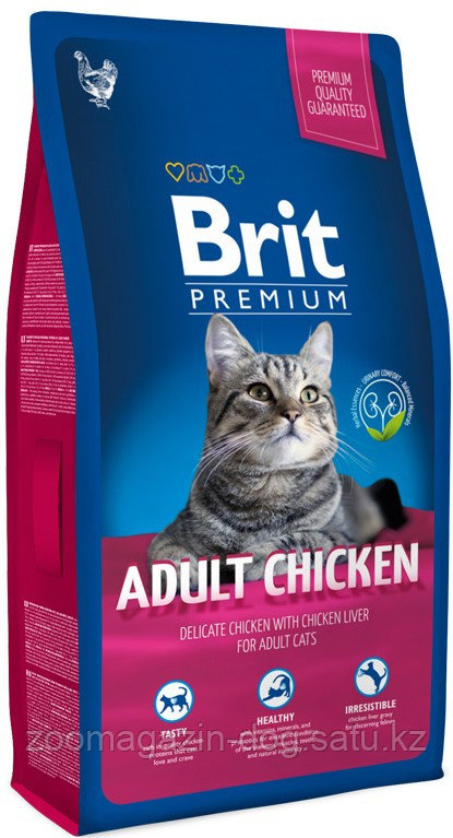 Brit Premium ADULT CHICKEN для кошек с курицей, 800гр - фото 1 - id-p107026490