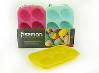 6702 FISSMAN Форма для выпекания 6 кексов "пасхальное яйцо" 26x17x3,2 см (силикон) (20 шт. в промо-коробке)