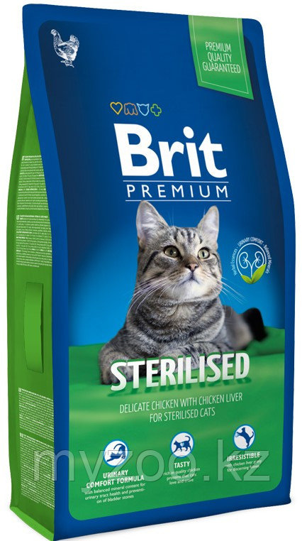 Brit Premium STERILISED CHICKEN для стерилизованных кошек с курицей, 2кг - фото 1 - id-p107055806