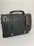 Мужская деловая сумка-портфель из плетёной кожи "The Bond". Высота 30 см, ширина 40 см, глубина 7 см., фото 3