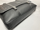 Мужская деловая сумка-портфель из плетёной кожи "The Bond". Высота 30 см, ширина 40 см, глубина 7 см., фото 8
