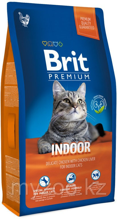 Brit Premium INDOOR CHICKEN для домашних кошек с курицей, 2кг - фото 1 - id-p107067649