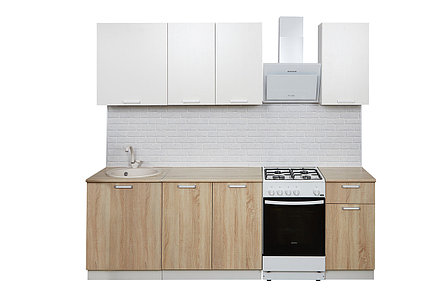 Кухонный гарнитур Лион 1,8 м.  белый / фасад - белый, дуб сонома, фото 2