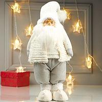 Кукла интерьерная "Дедушка Мороз в зимнем белом наряде и белом колпаке" 48х12х18 см