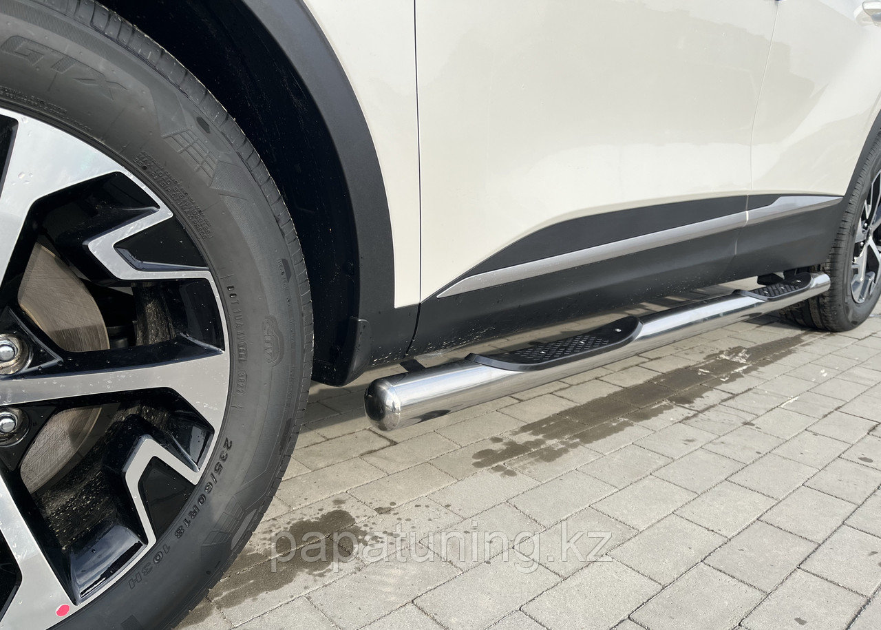 Пороги труба с проступью d76 Папа Тюнинг для Kia Sportage 5 2022-