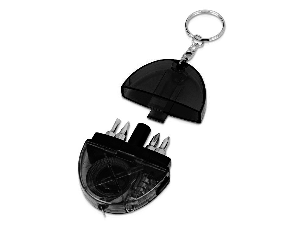 Брелок-рулетка с набором отверток и фонариком, серый - фото 2 - id-p107115594