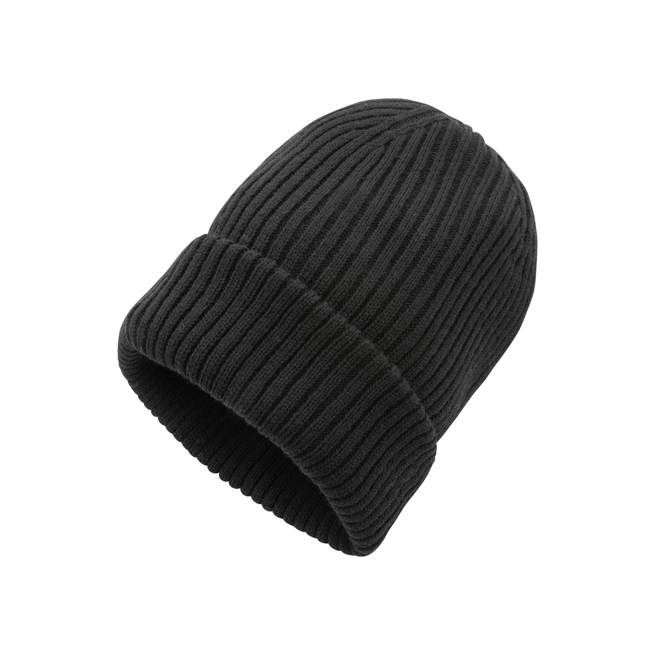 Вязаная шапка с отворотом Impact из Polylana® AWARE , черный; , Длина 21 см., ширина 23 см., высота 6 см., - фото 1 - id-p107116708