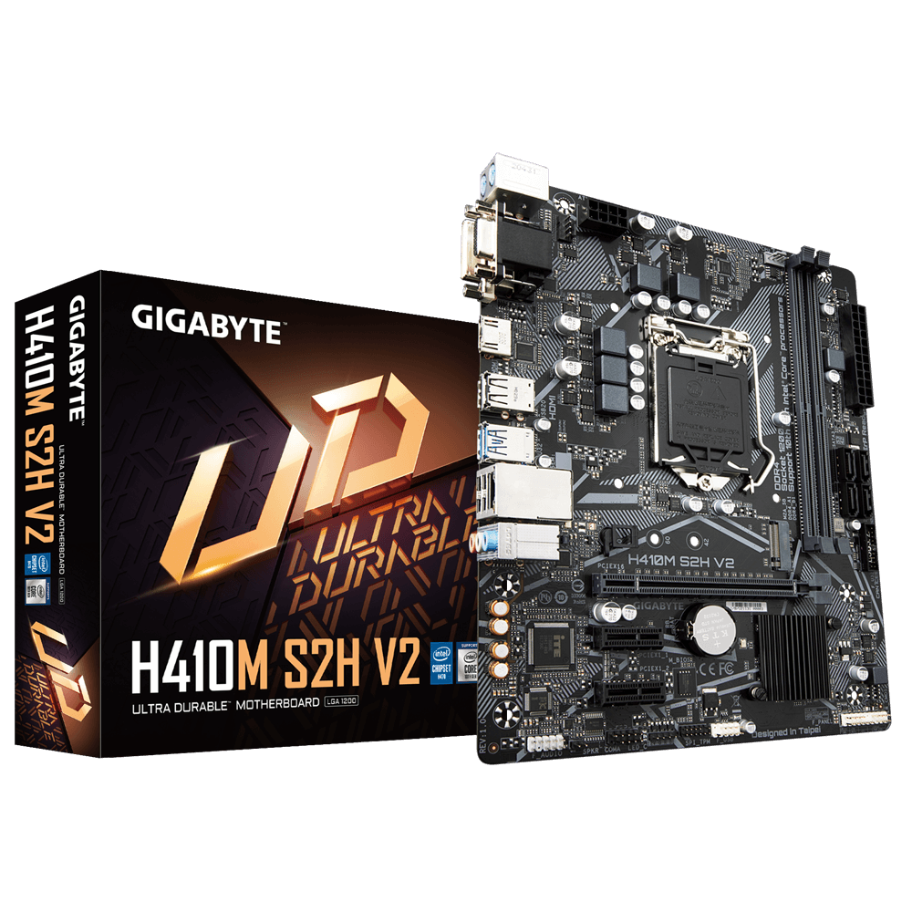 Материнская плата, Gigabyte, H410M S2H V2 (4719331815370), LGA1200, iH470, 2xDDR4 2666MHz, 4xSATA3, 1xM.2, - фото 1 - id-p106863255