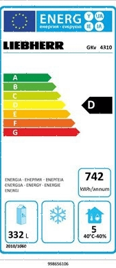 Шкаф холодильный Liebherr GKv 4310 ..+1/+15°С