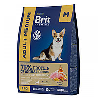 Brit Premium MEDIUM ADULT CHICKEN для собак средних пород с курицей, 1кг