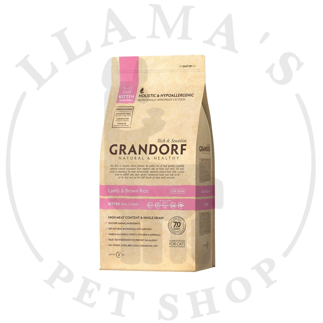 Сухой корм Grandorf Kitten Lamb & Brown Rice гипоаллергенный 2 кг - фото 1 - id-p107131041