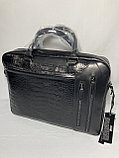 Мужская сумка-портфель из кожи "Bond Non" для переноски документов. Высота 29 см. ширина 39 см, глубина 8 см., фото 3