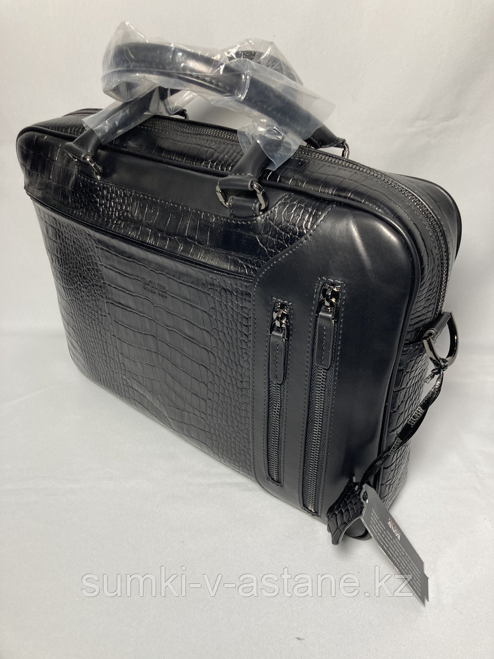 Мужская сумка-портфель из кожи "Bond Non" для переноски документов. Высота 29 см. ширина 39 см, глубина 8 см. - фото 8 - id-p107132725