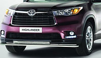 Защита переднего бампера (двойная) для Toyota Highlander 2014-2021.