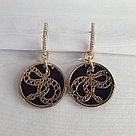 Серьги из золочёного серебра с агатами и фианитами SOKOLOV 93-321-01771-1 вставка коллекц. ART, фото 2