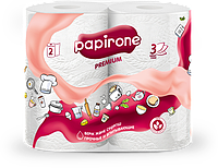Бумажные полотенца Papirone Premium, 23x12, 3х-сл, рулон, 2 шт
