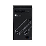 Внешняя сетевая карта TypeC + USB 3.0 HUB 3-порта, алюминий, фото 3