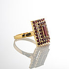 Кольцо из позолоченного серебра с природным богемским гранатом - размер 17, фото 2