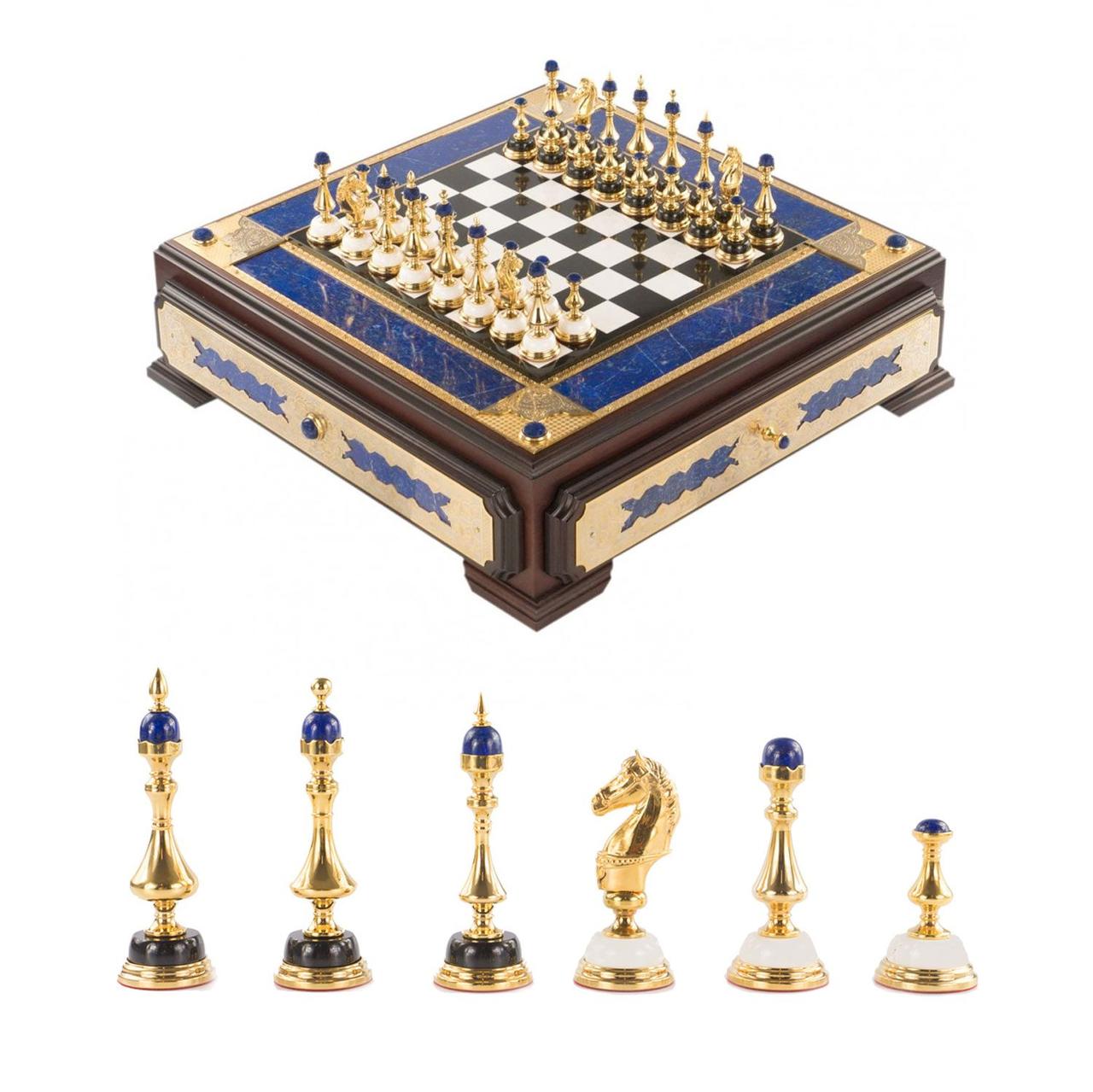 Подарочный набор шахматы и шашки "Царские" из лазурита 121085 - фото 1 - id-p82549092