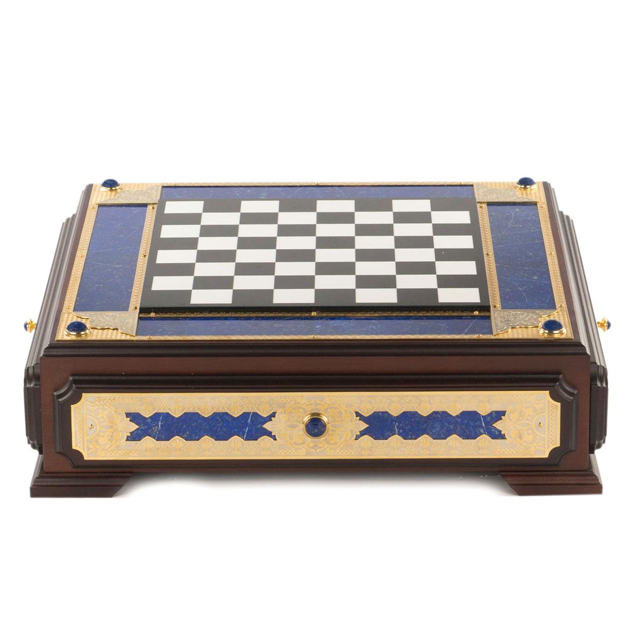 Подарочный набор шахматы и шашки "Царские" из лазурита 121085 - фото 3 - id-p82549092