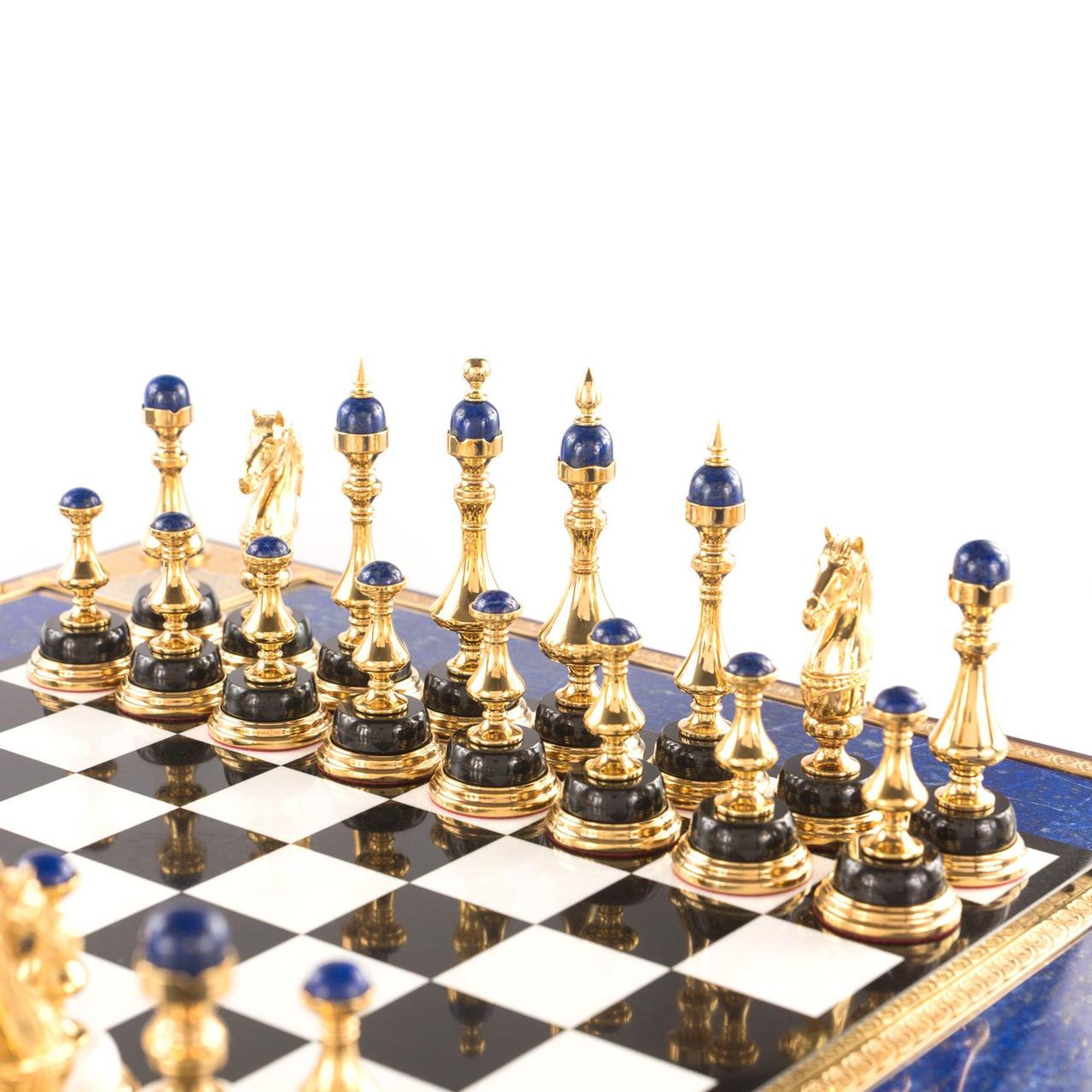 Подарочный набор шахматы и шашки "Царские" из лазурита 121085 - фото 4 - id-p82549092