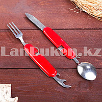 Походный набор столовых приборов 4 в 1 ложка вилка нож открывашка