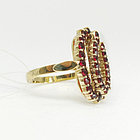 Кольцо из позолоченного серебра с природным богемским гранатом - размер 17, фото 2