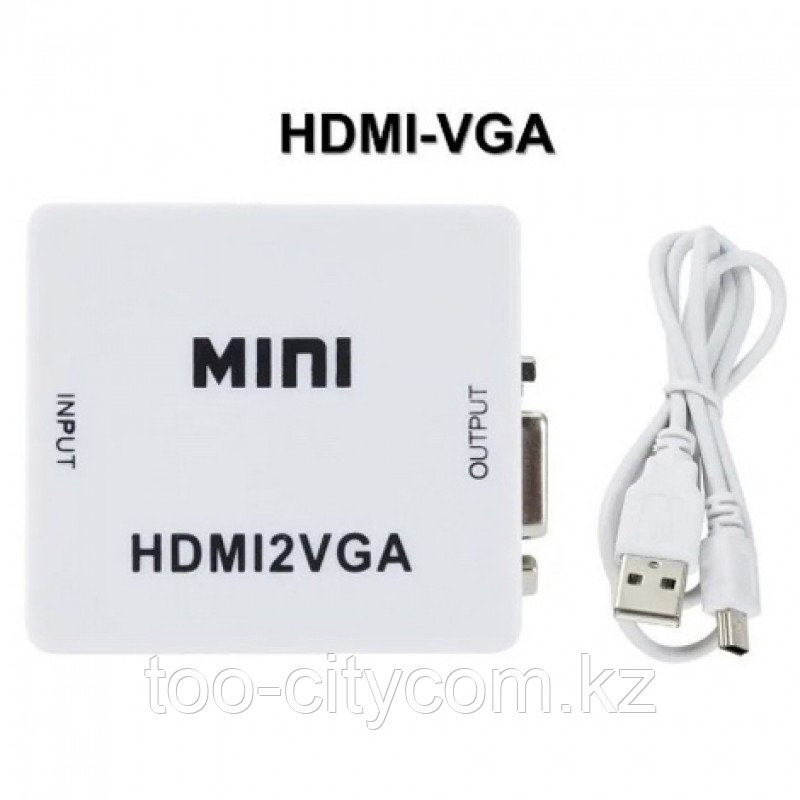 Переходник конвертер с HDMI на VGA + audio с дополнительным питанием MINI HDMI2VGA Белый Арт.6162