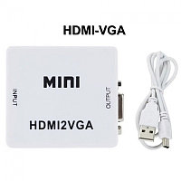 Переходник конвертер с HDMI на VGA + audio с дополнительным питанием MINI HDMI2VGA Белый Арт.6162