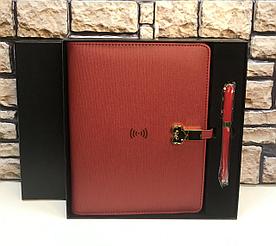 Ультрасовременный многофункциональный ежедневник красного цвета с поддержкой MagSafe и проводной зарядкой