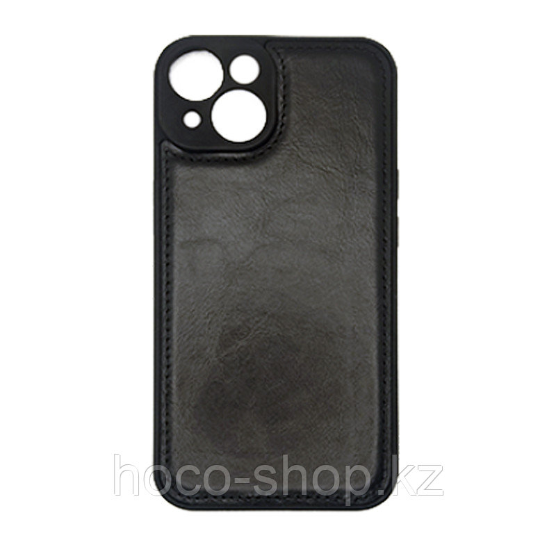 Чехол на Iphone 14 пластик кожаный Чёрный - фото 1 - id-p107155951