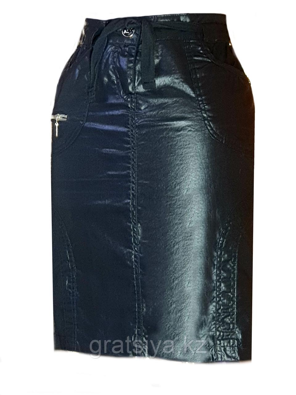 Женская черная юбка Прямая с разрезом сзади Миди - фото 2 - id-p97309768