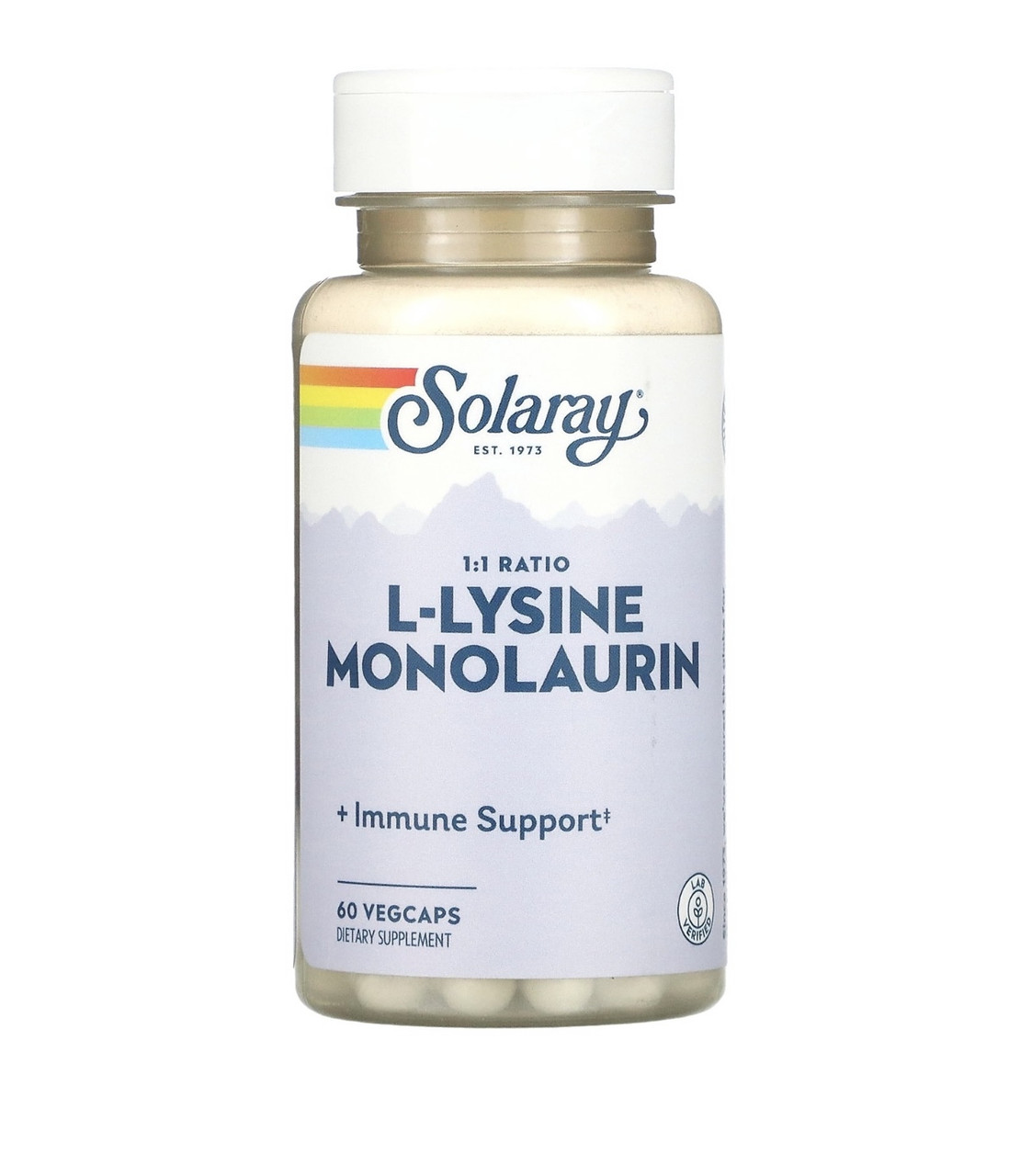 Solaray L-лизин и монолаурин, в соотношении 1:1, 60 вегетарианских капсул - фото 1 - id-p107158282
